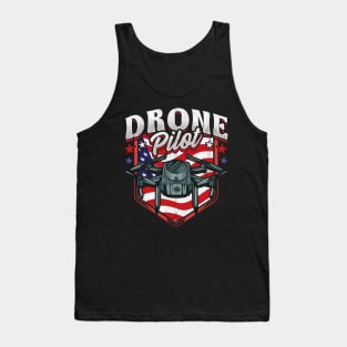 American Flag Drone Pilot Patriotic USA Tank Top